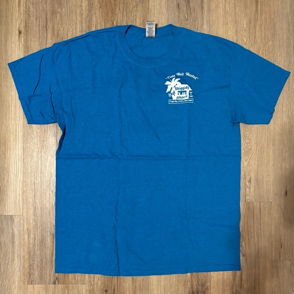 Mr. X’s Shiggidy Shack Caribbean Beach Bar Blue White Marlin T Shirt Size L - Picture 4 of 4